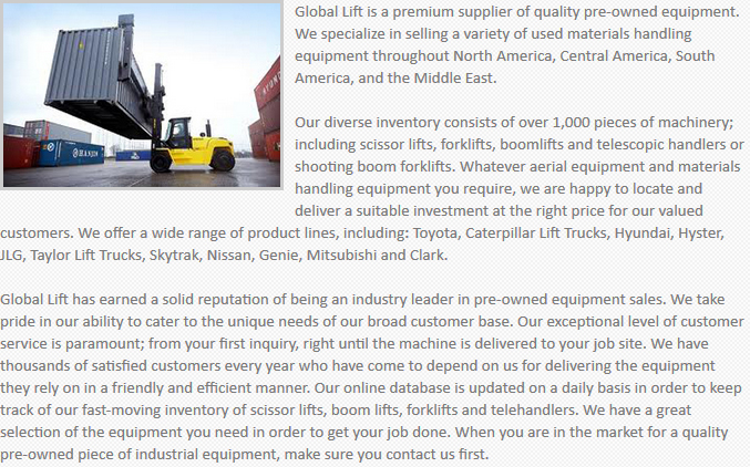 Global Lift Equipment Sunnyvale